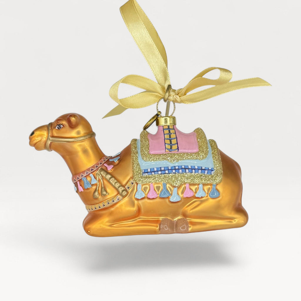 Nativity camel blown glass Christmas ornament
