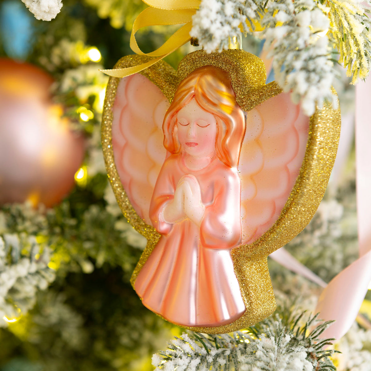 Hand-painted religious angel Christmas ornament