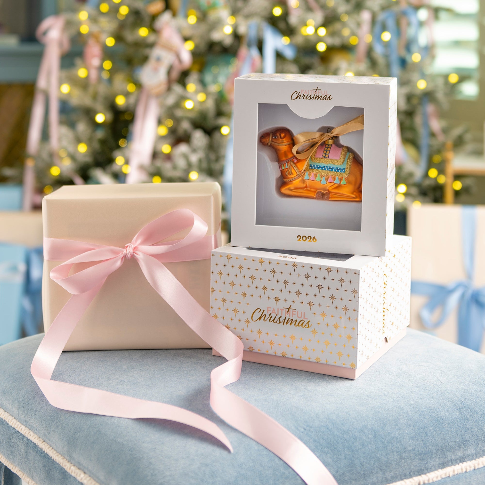 Faithful Christmas camel ornament keepsake box