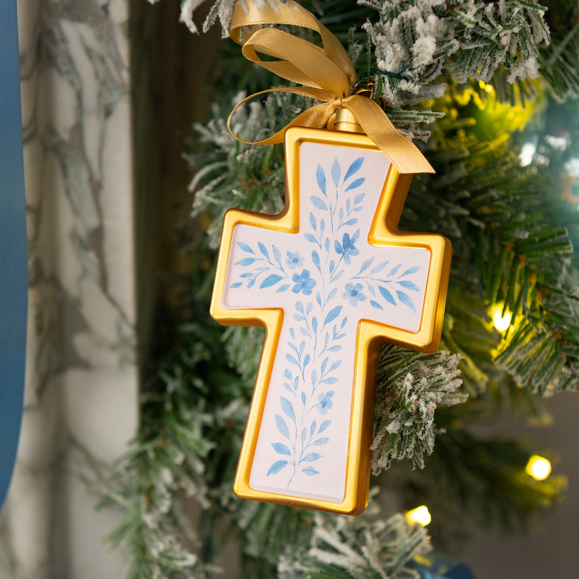Christian cross Christmas tree ornament